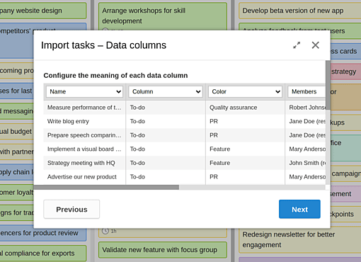 Import tasks